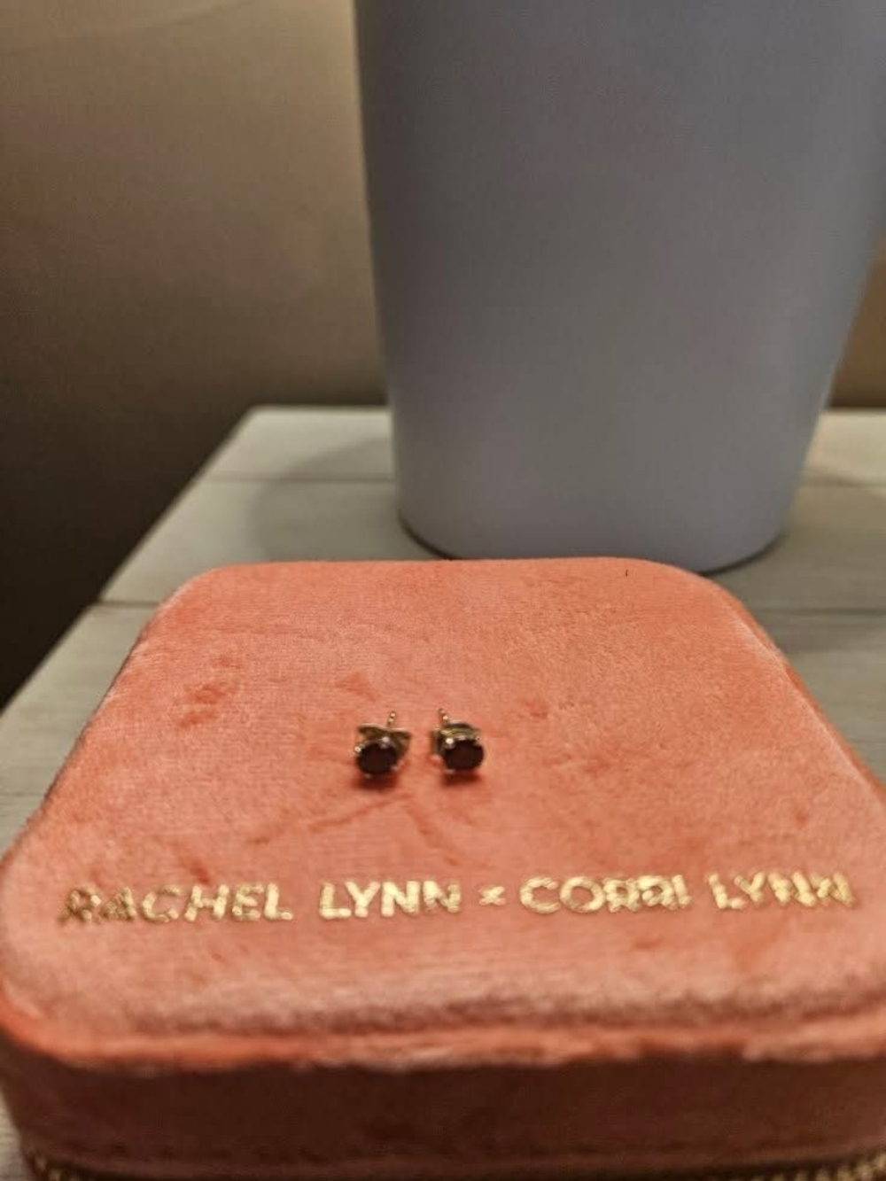 Rachel Lynn x Corri Lynn Garnet Stone Stud Earrings
